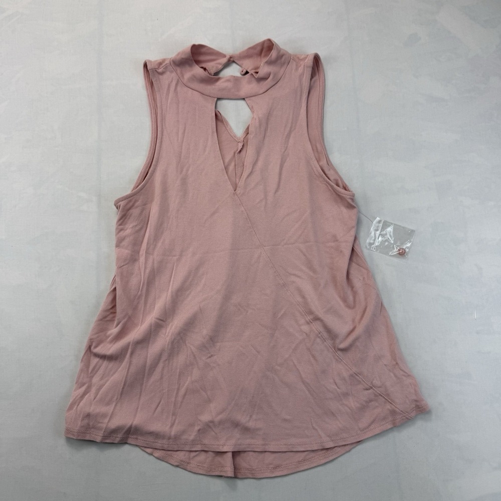 Wild Fable Women's Medium Mauve Pink Mock Neck Keyhole Sleeveless Top NWT